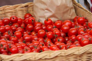 cherry tomatoes in a basket